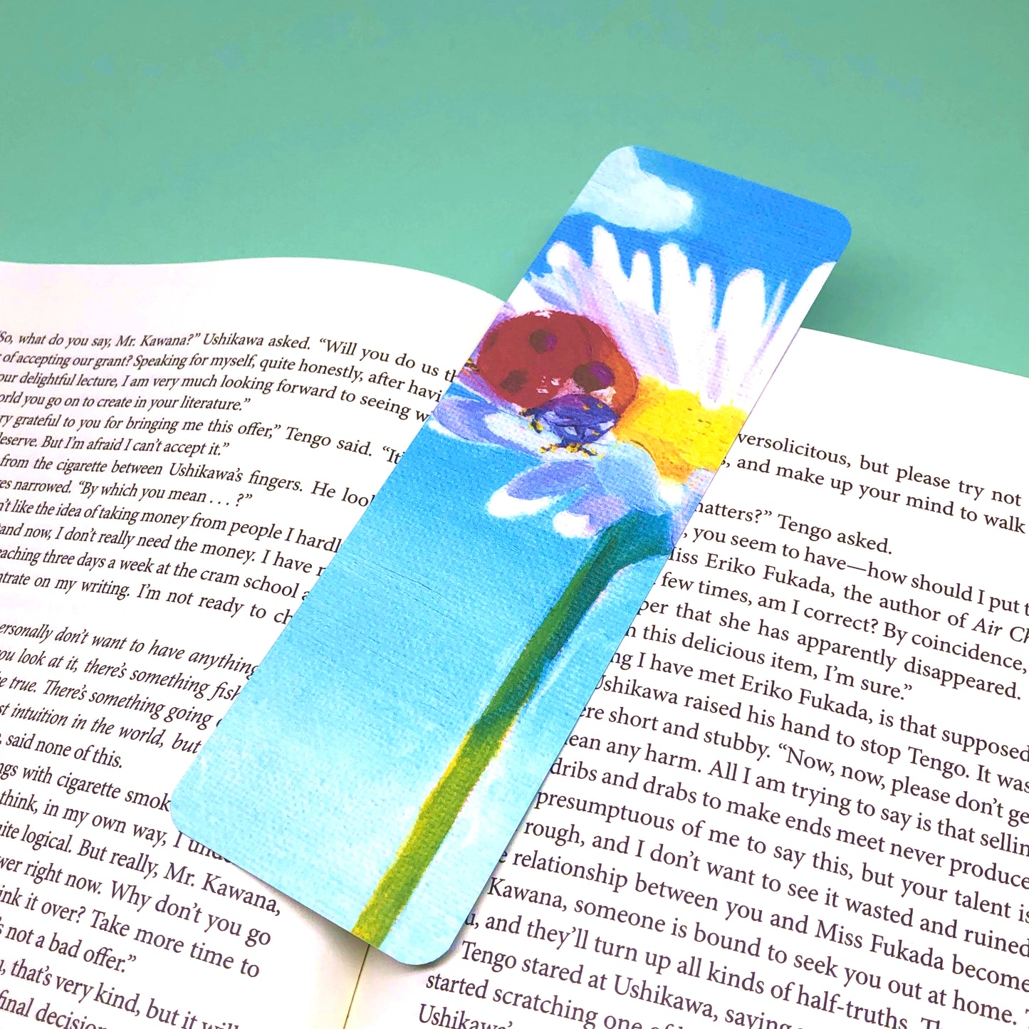Ladybug on Chamomile Bookmark