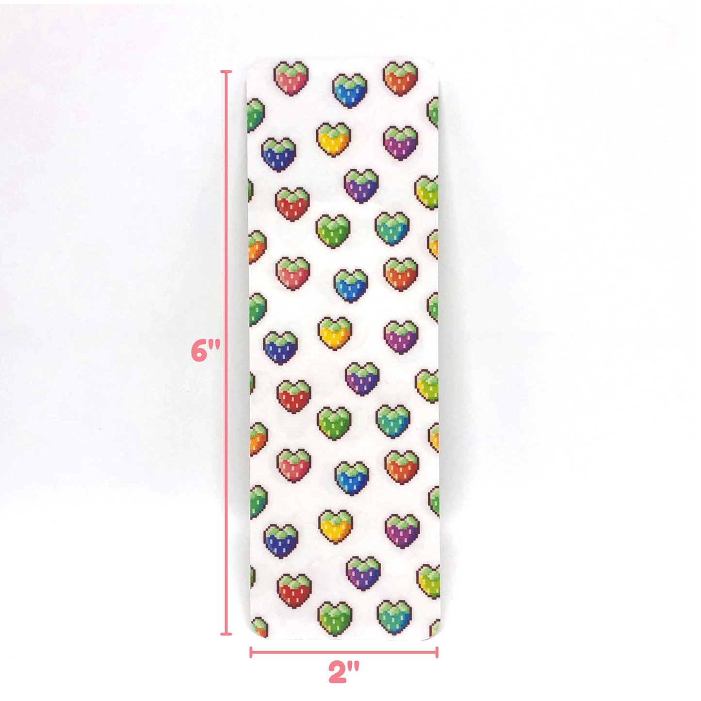 Pixel Strawberry Hearts Bookmark