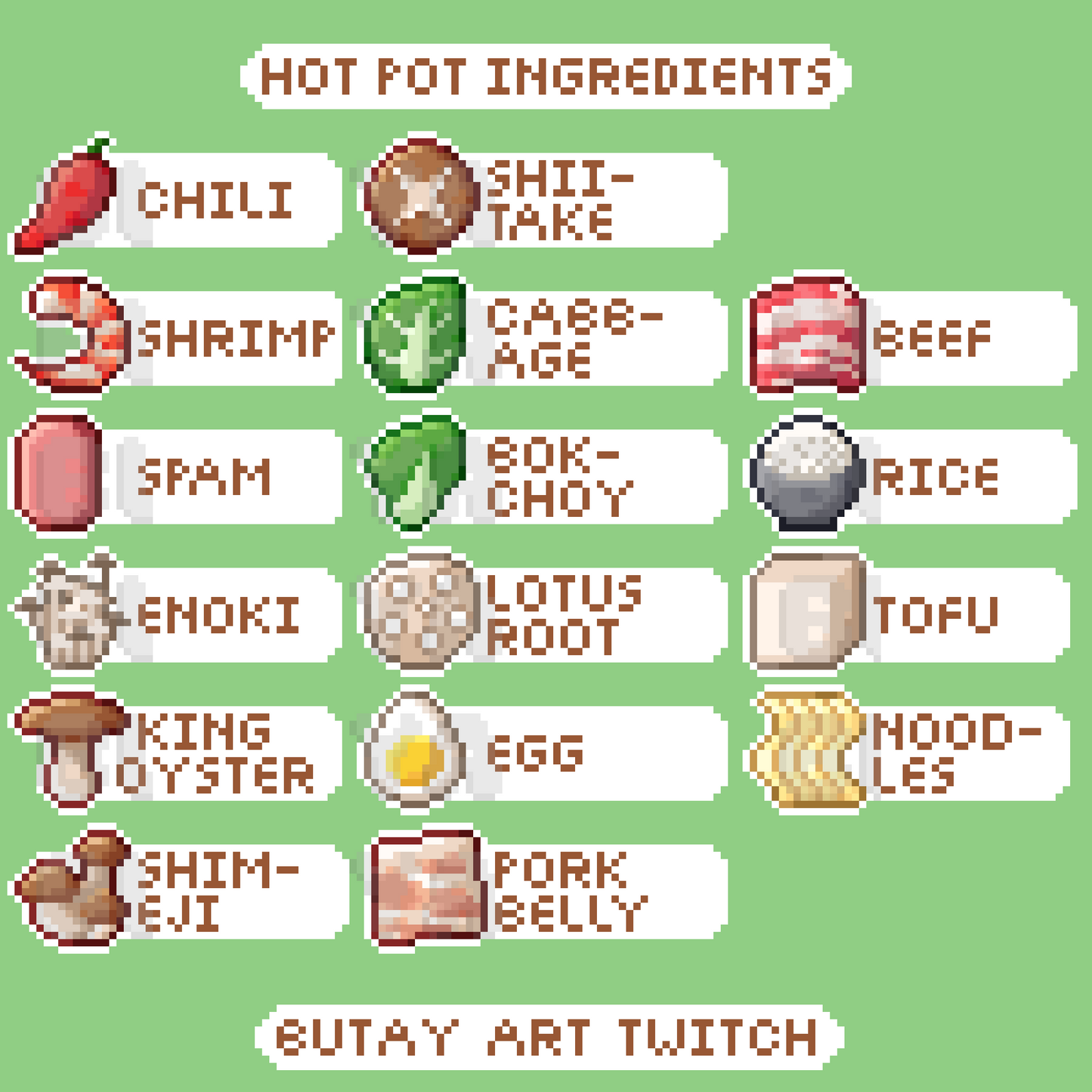 Hot Pot Ingredients Twitch Badges