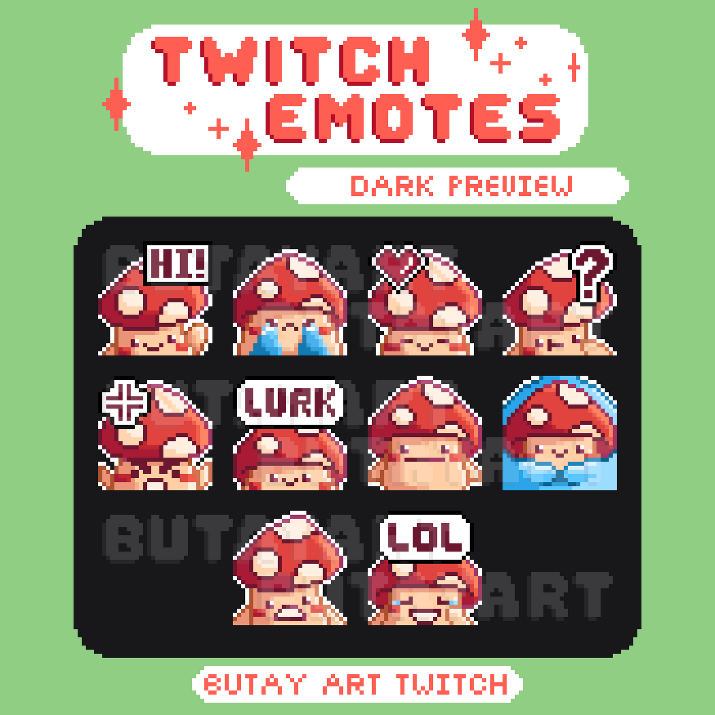 Mushroom Friend Red Twitch Emotes