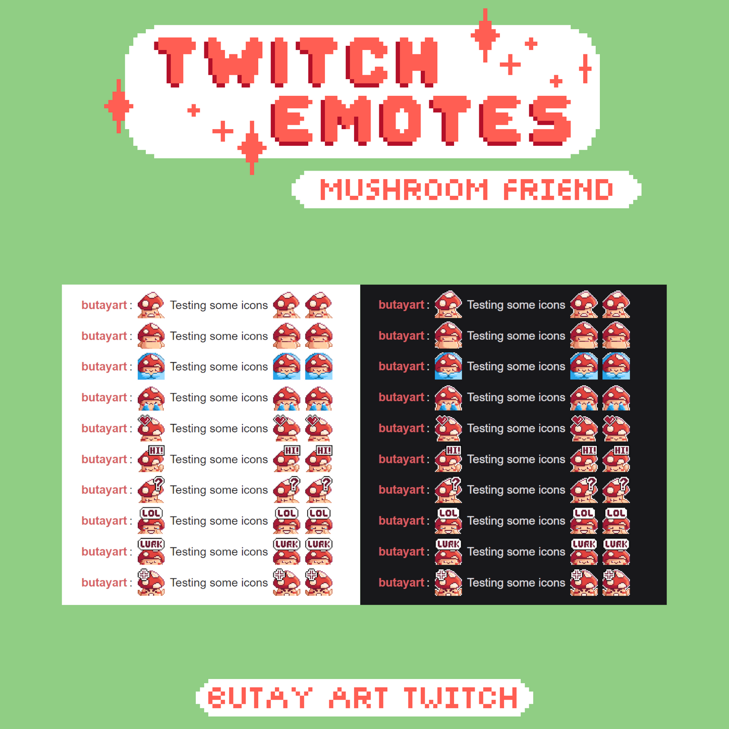 Mushroom Friend Red Twitch Emotes