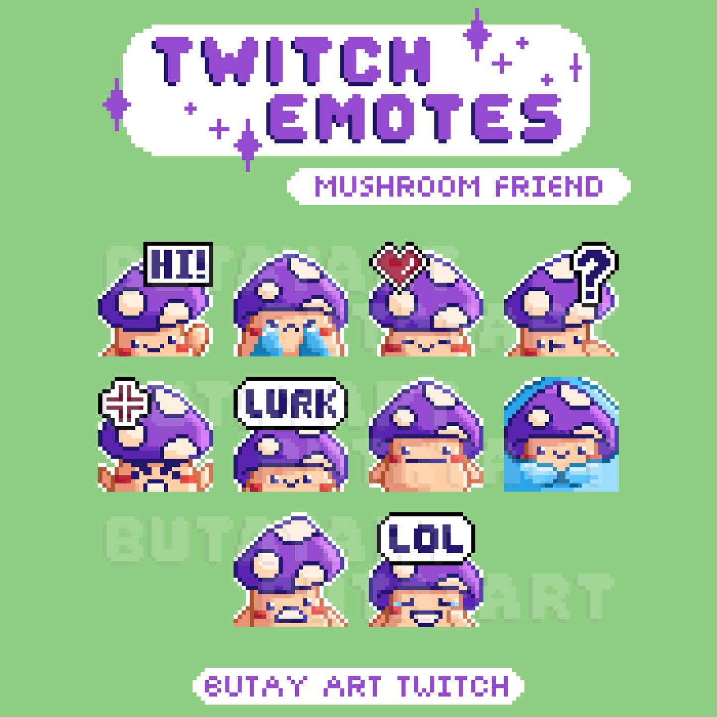 Mushroom Friend Purple Twitch Emotes