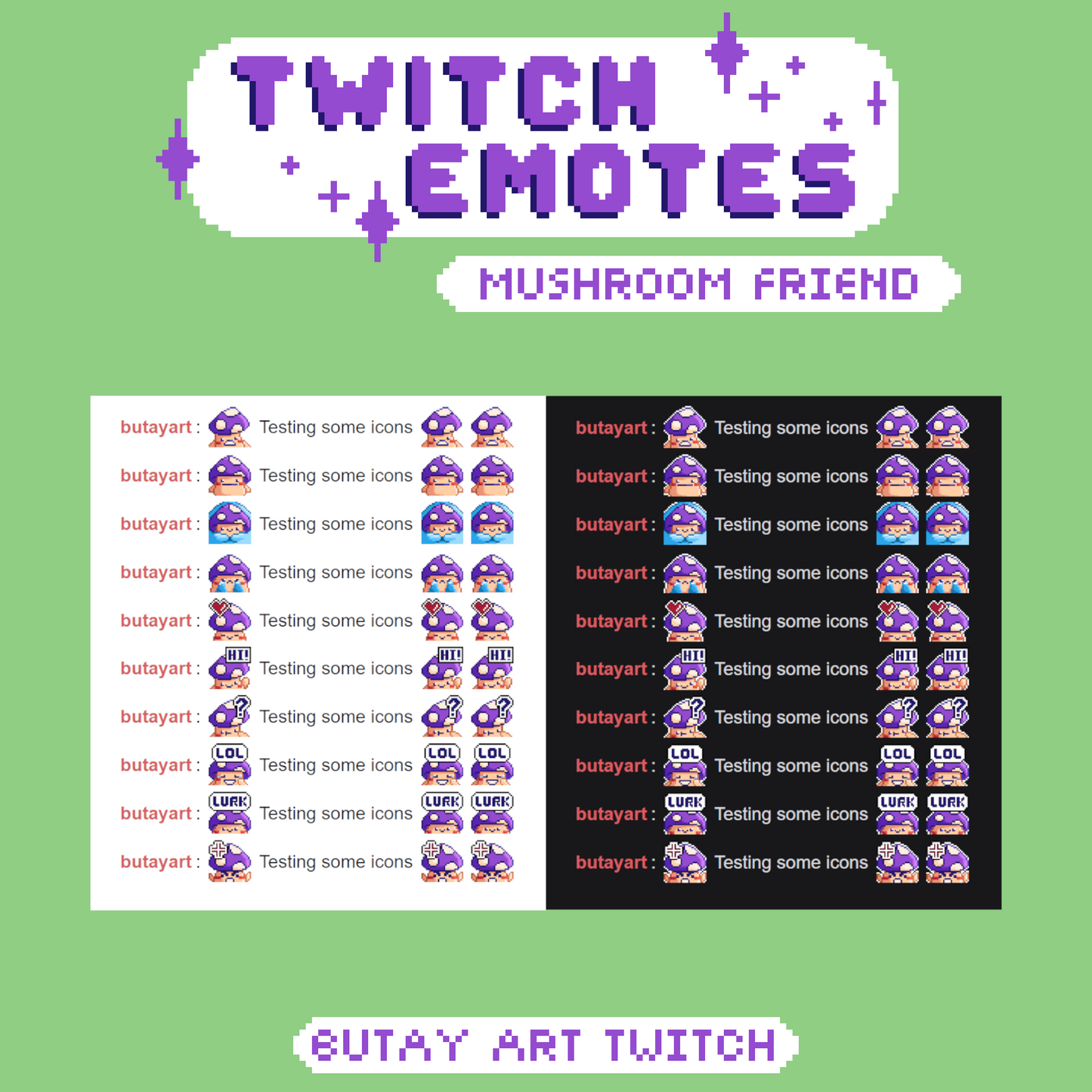 Mushroom Friend Purple Twitch Emotes