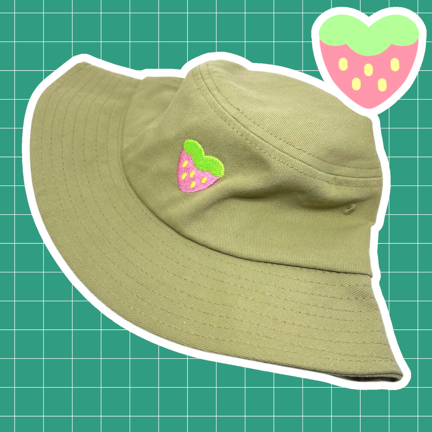 Green Strawberry Bucket Hat