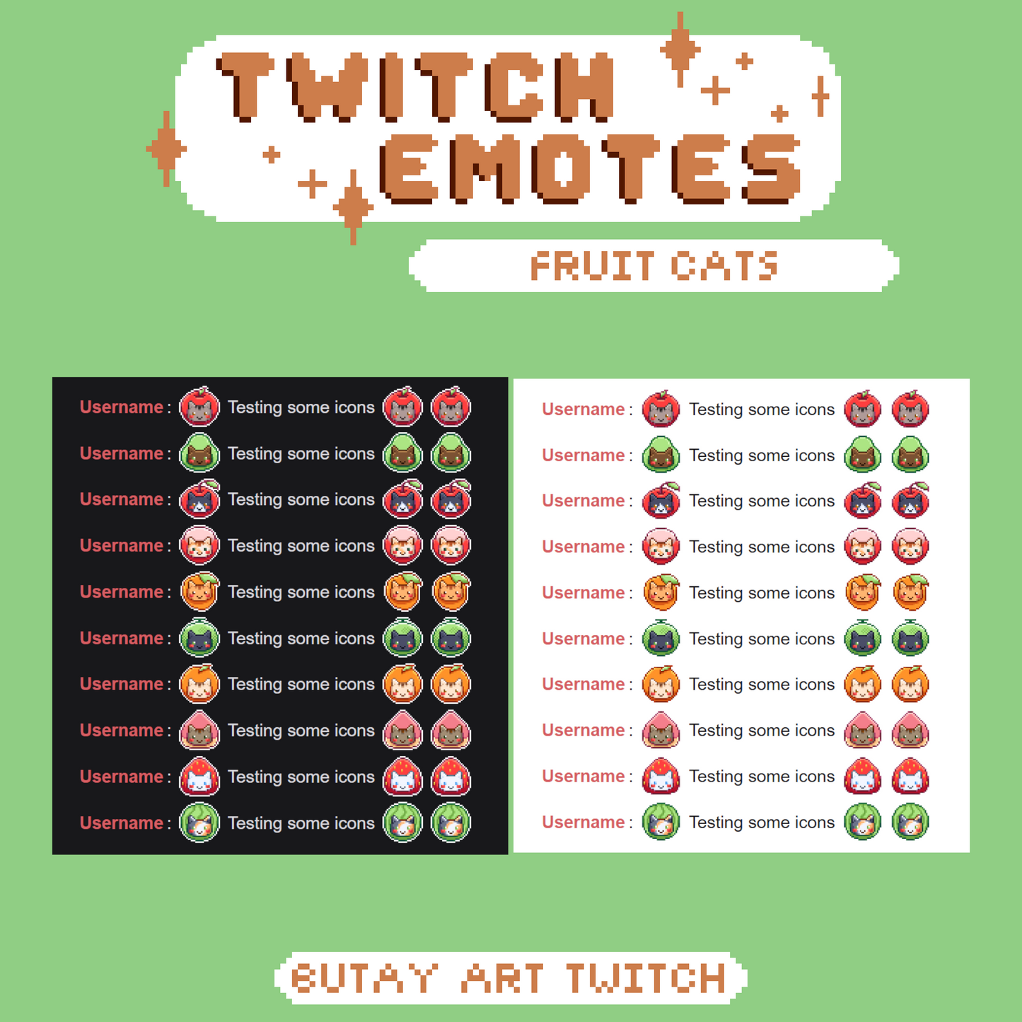 Fruit Cats Twitch Emotes