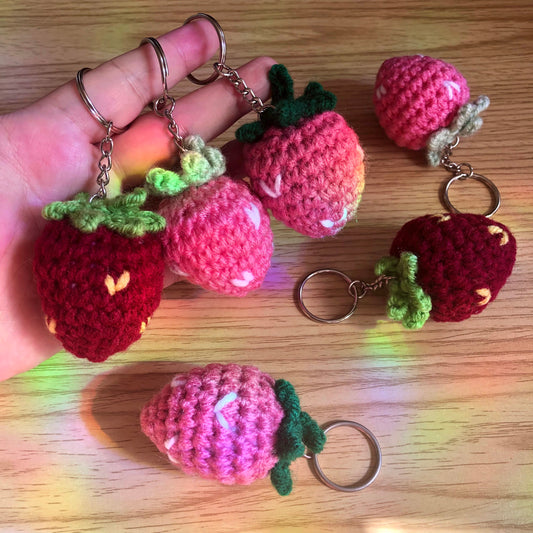 Strawberry Crochet Keychain