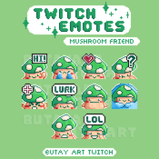 Mushroom Friend Green Twitch Emotes