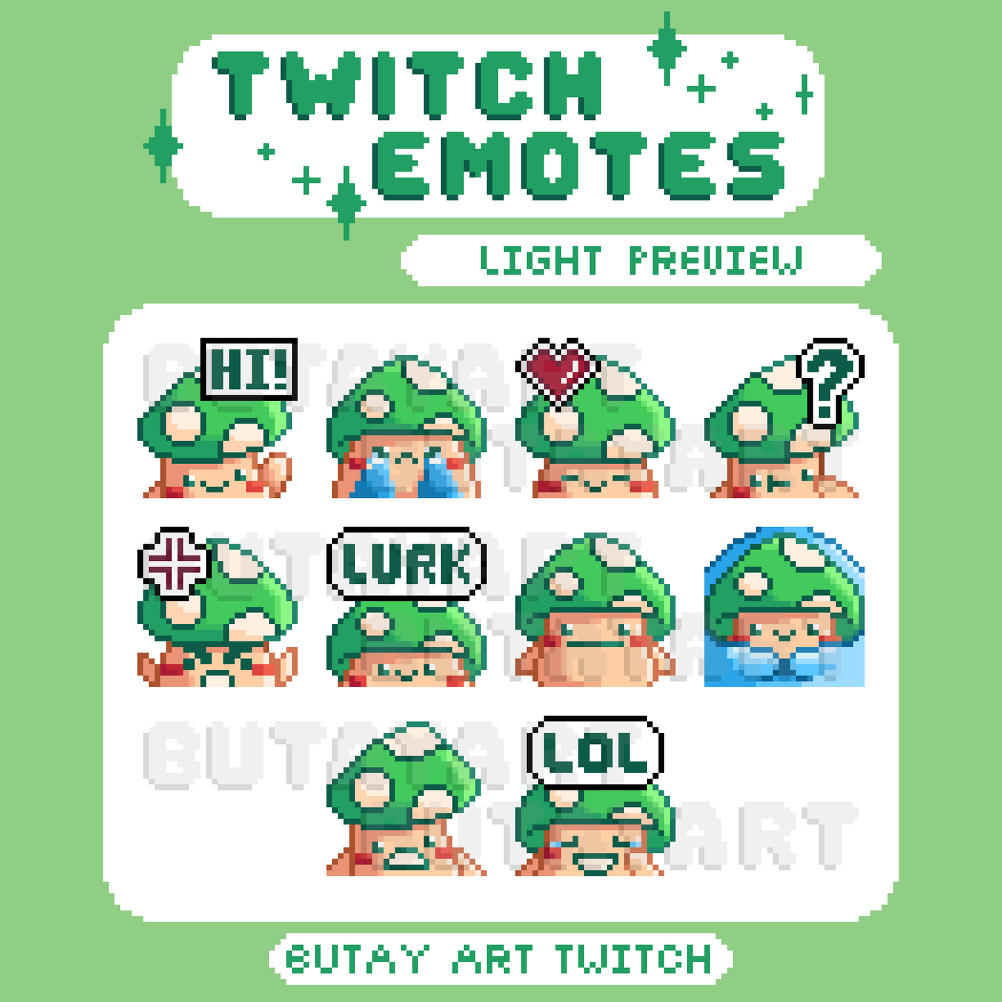 Mushroom Friend Green Twitch Emotes