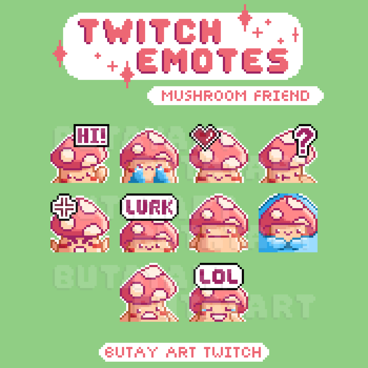 Mushroom Friend Pink Twitch Emotes