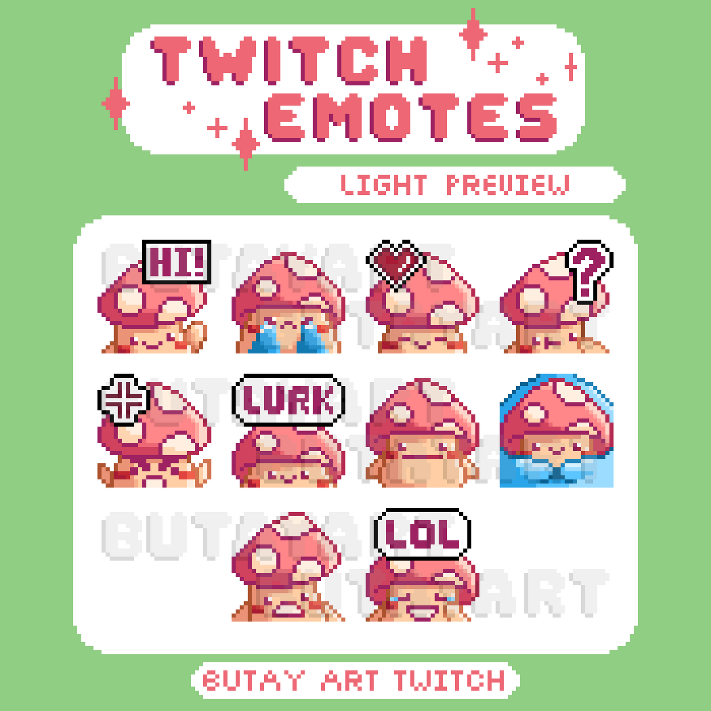 Mushroom Friend Pink Twitch Emotes