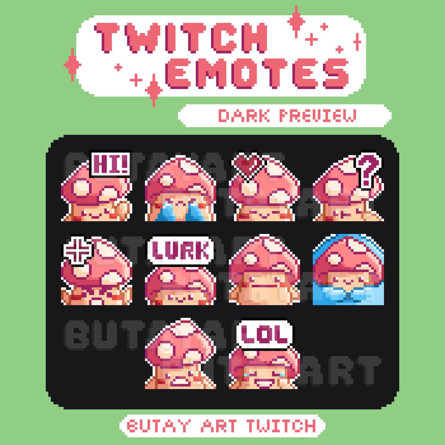 Mushroom Friend Pink Twitch Emotes