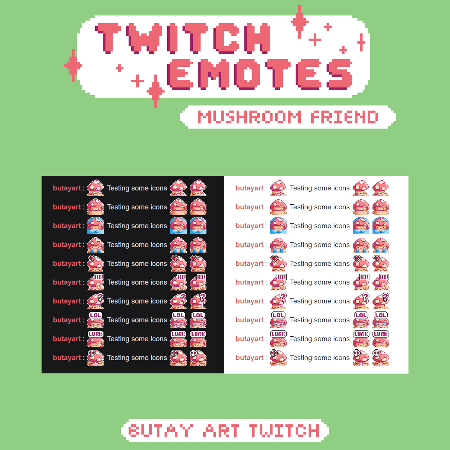 Mushroom Friend Pink Twitch Emotes