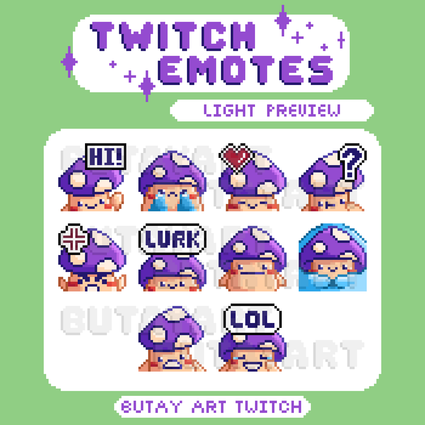Mushroom Friend Purple Twitch Emotes