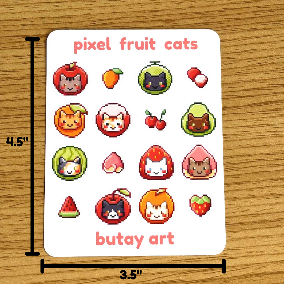 Pixel Fruit Cats Sticker Sheet