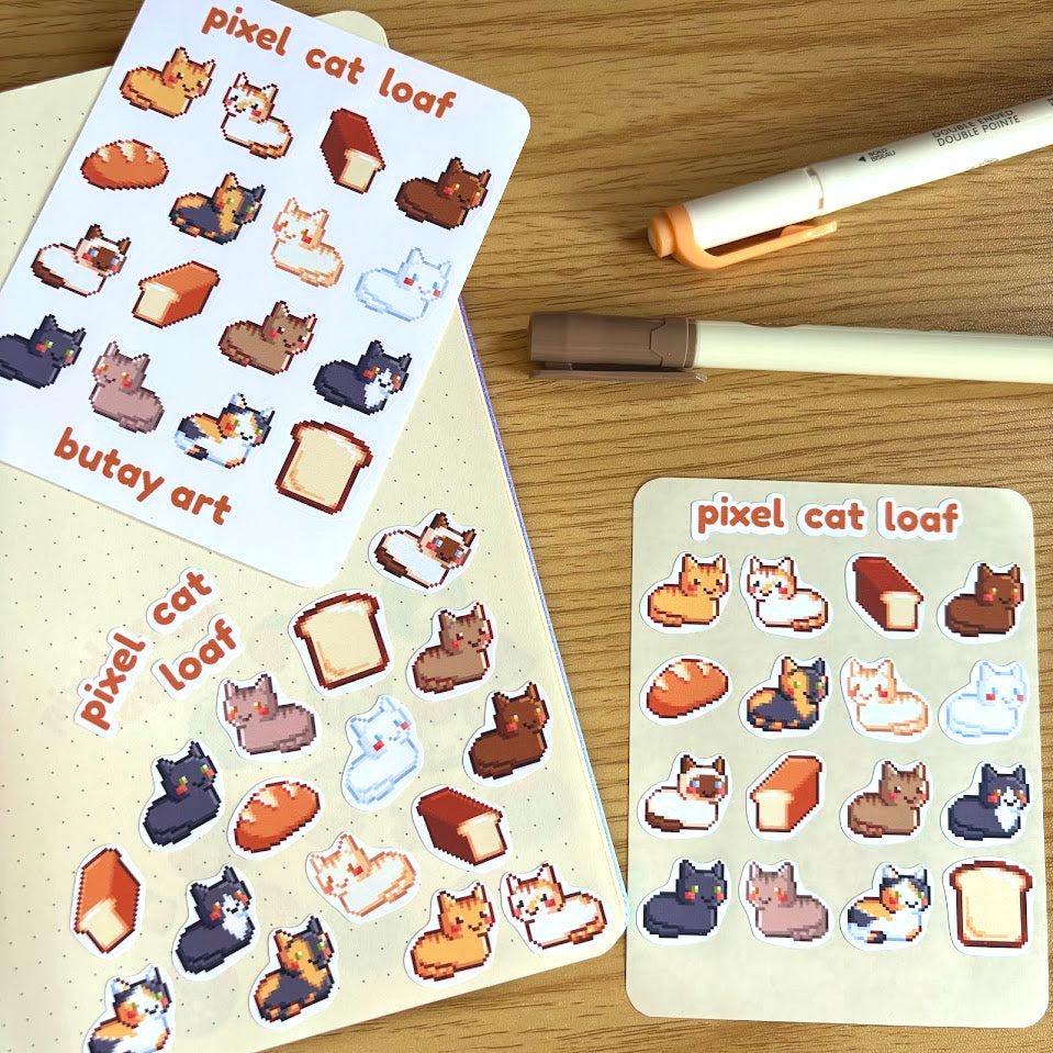 Pixel Cat Loaf Sticker Sheet