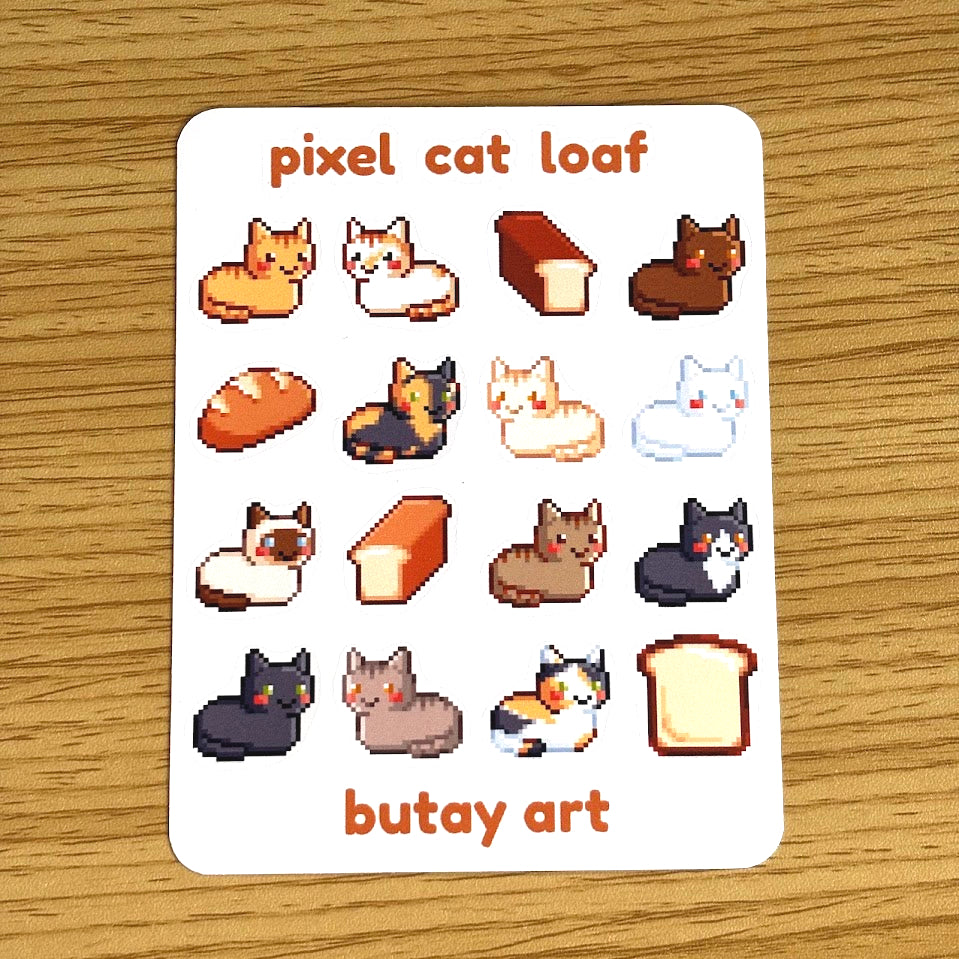 Pixel Cat Loaf Sticker Sheet