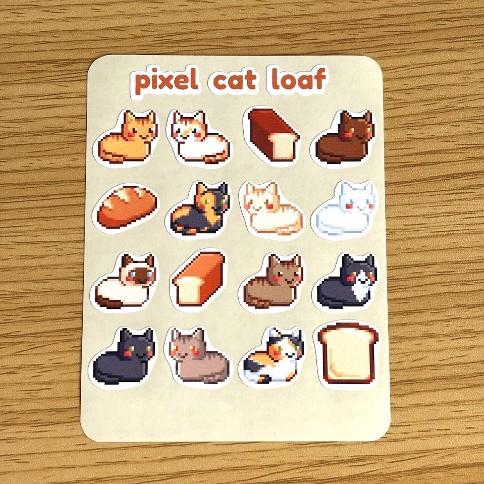 Pixel Cat Loaf Sticker Sheet