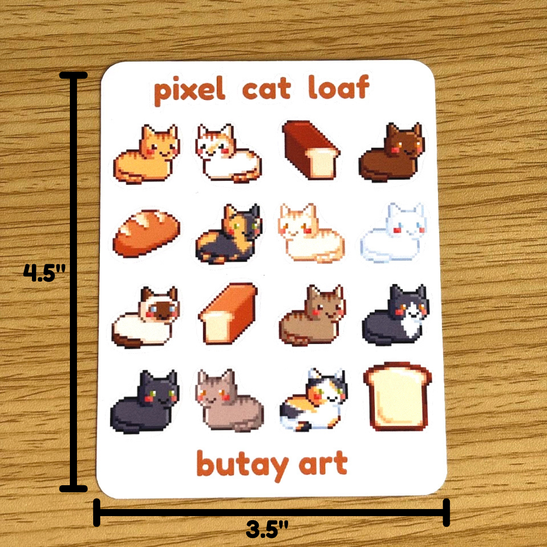 Pixel Cat Loaf Sticker Sheet