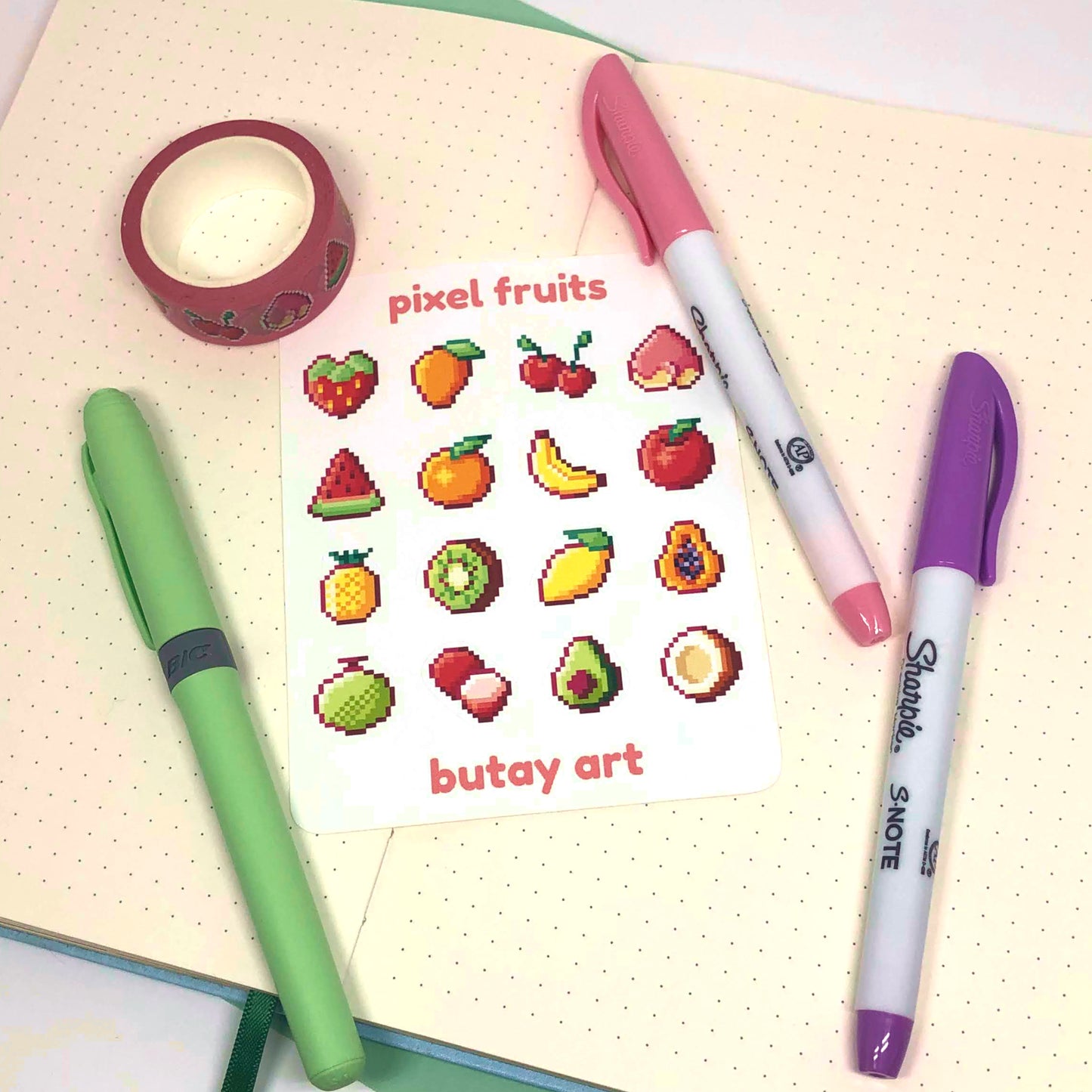 Pixel Fruits Sticker Sheet