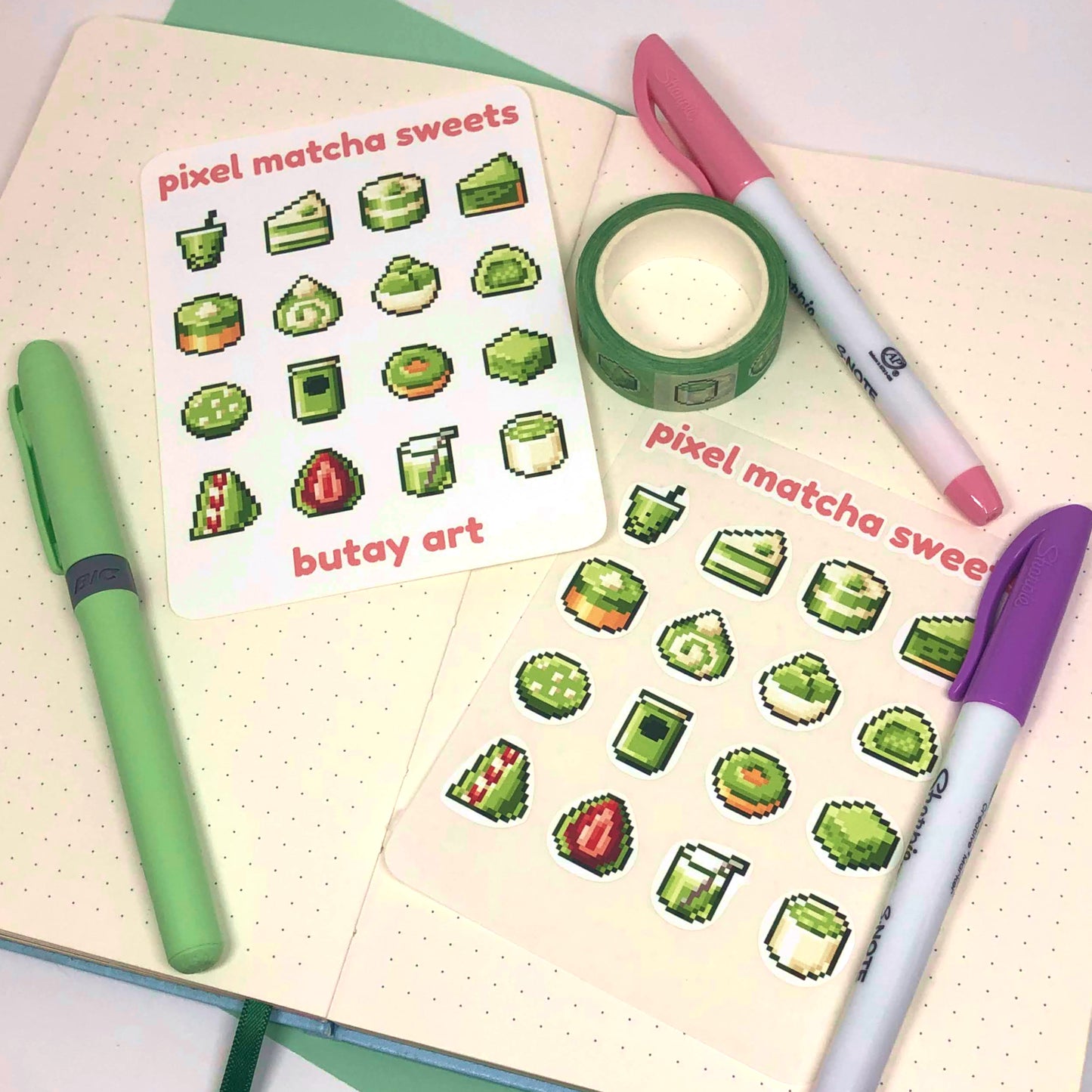 Pixel Matcha Sweets Sticker Sheet