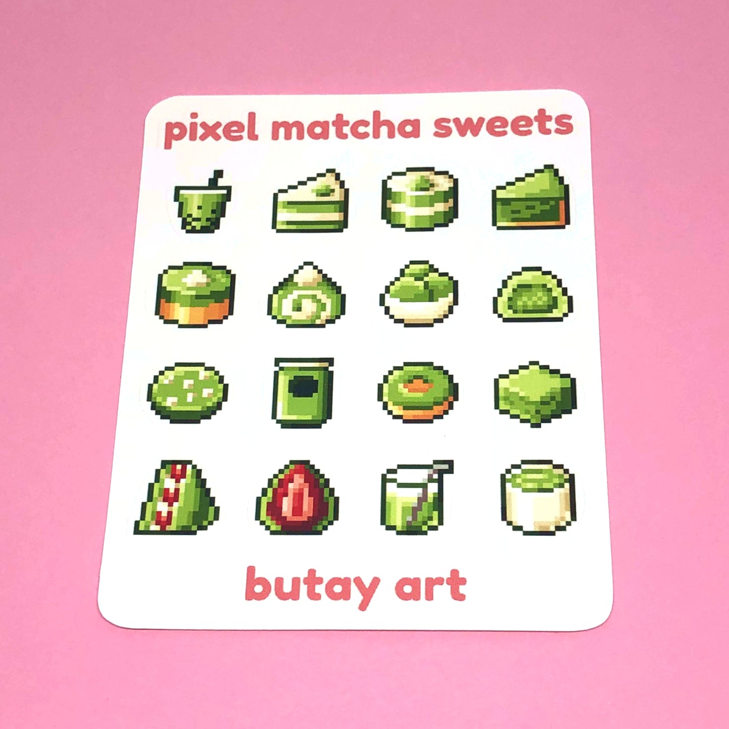 Pixel Matcha Sweets Sticker Sheet