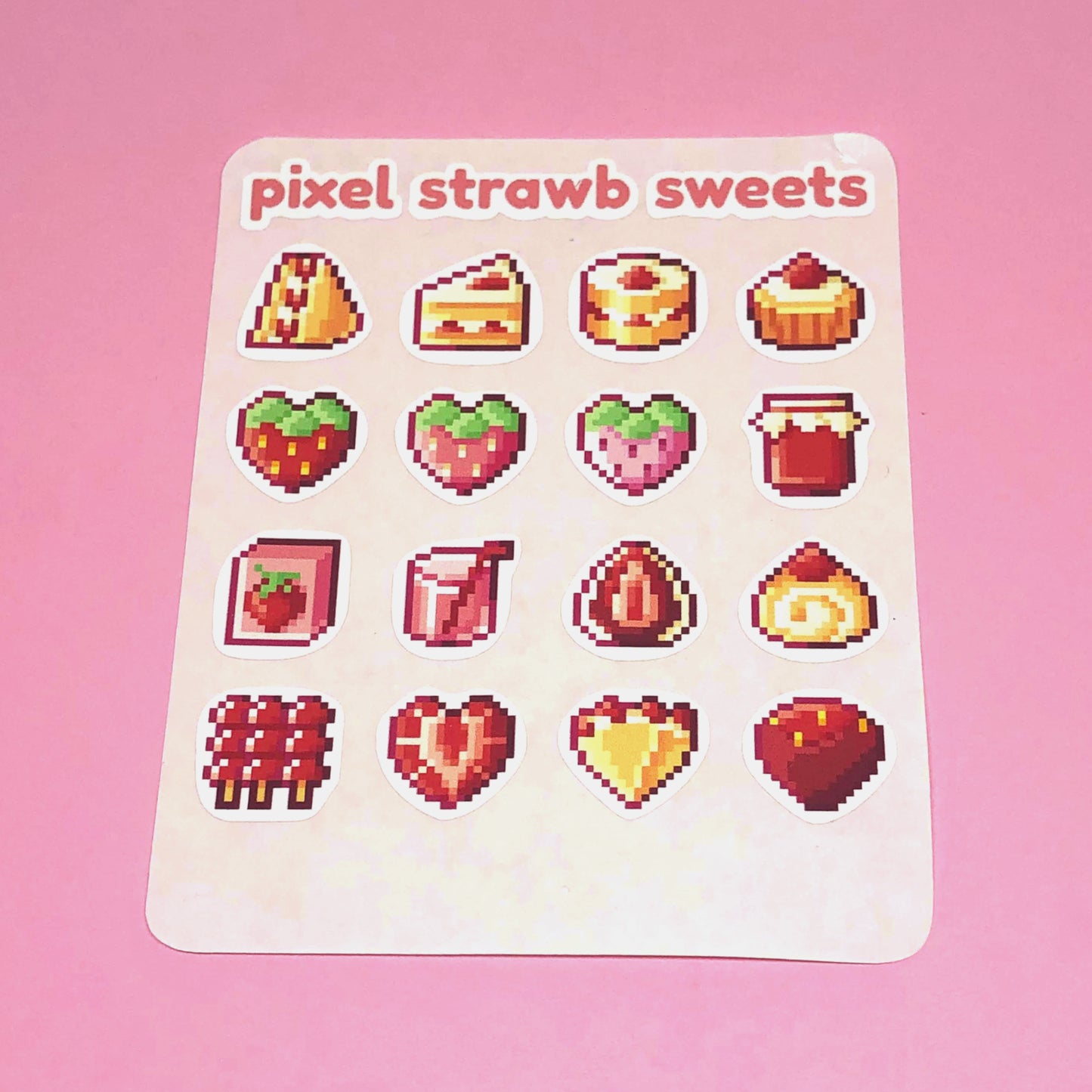 Pixel Strawberry Sweets Sticker Sheet