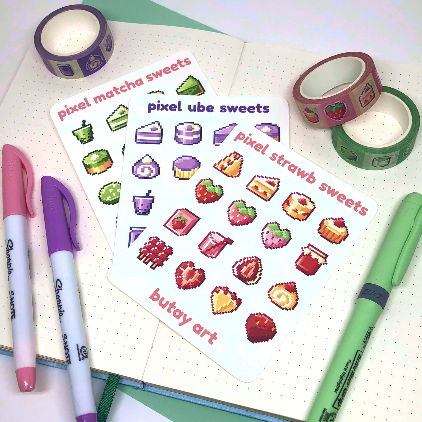 Pixel Matcha Sweets Sticker Sheet