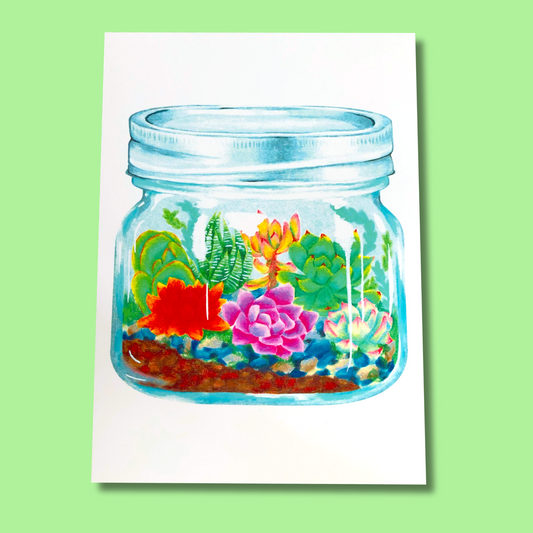 Succulent Terrarium Art Print